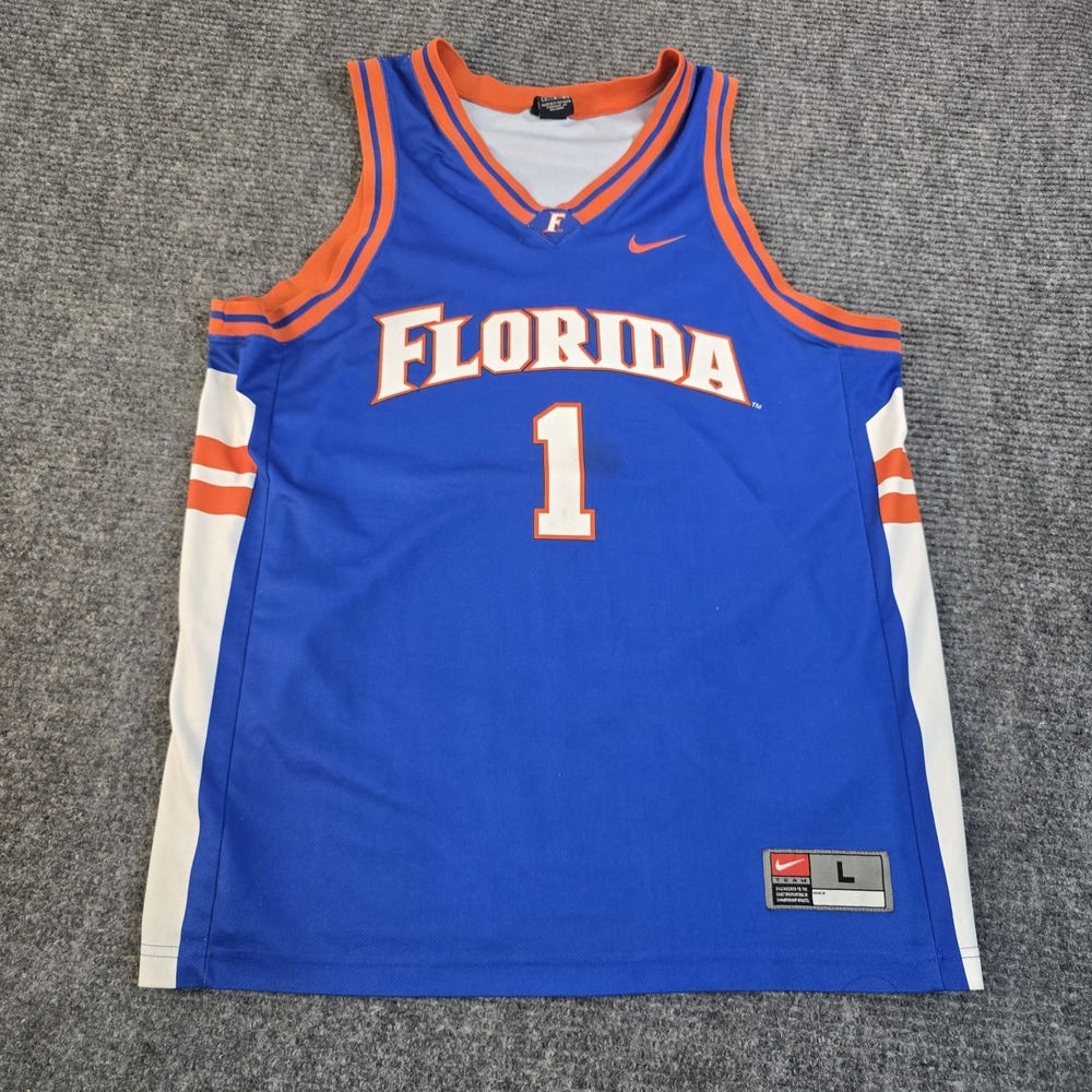 Vintage Nike Team Florida Gators #1 Basketball Jersey Mens L Blue Orange NCAA